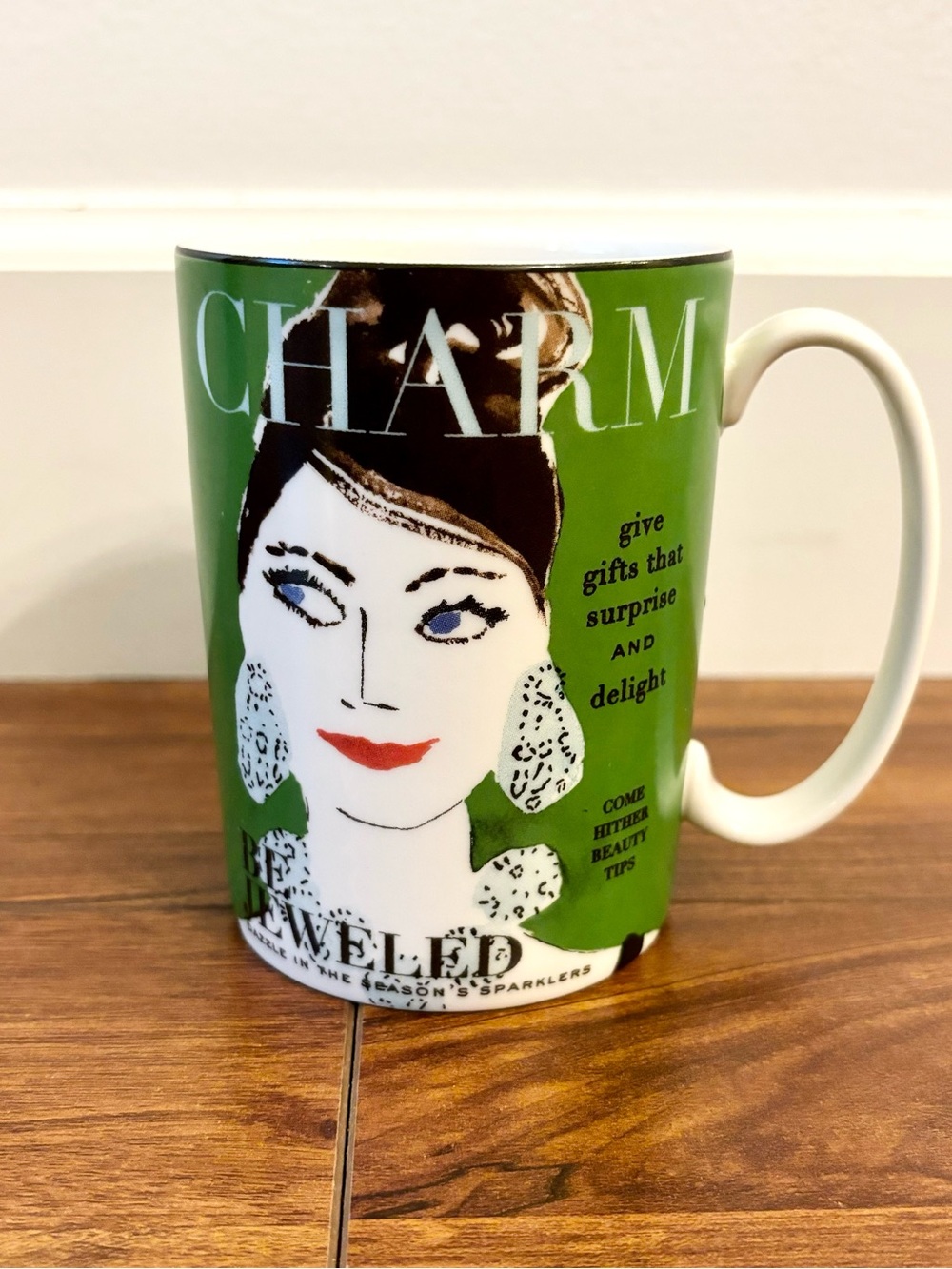 Kate Spade “Charmed” green Portrait mug